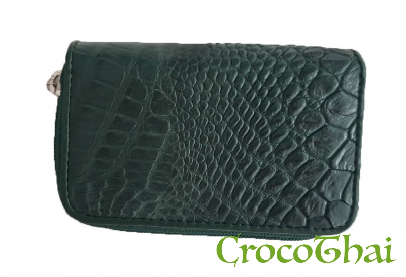 Купить гаманець-ключниця croco leather зі шкіри крокодила зелена