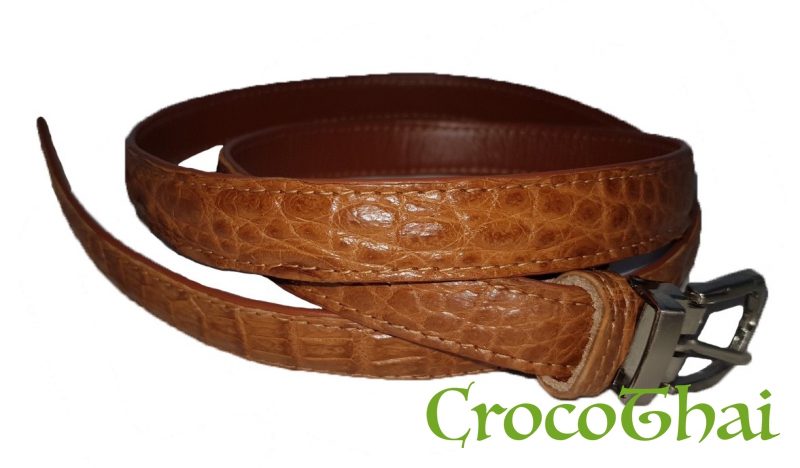 Купить пояс коричневий зі шкіри крокодила