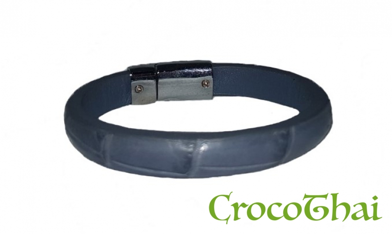Купить браслет з шкіри крокодили сірий