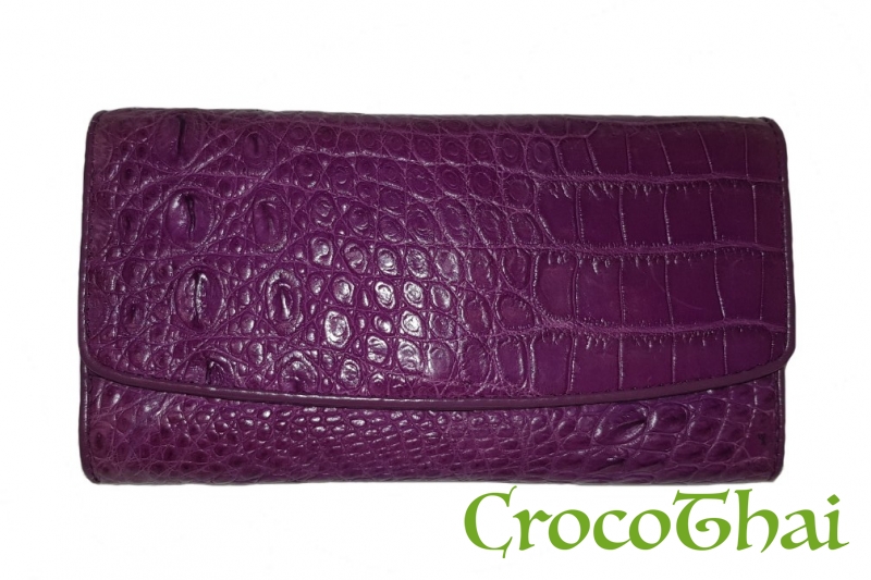 Купить гаманець croco leather фіолетовий зі шкіри крокодила