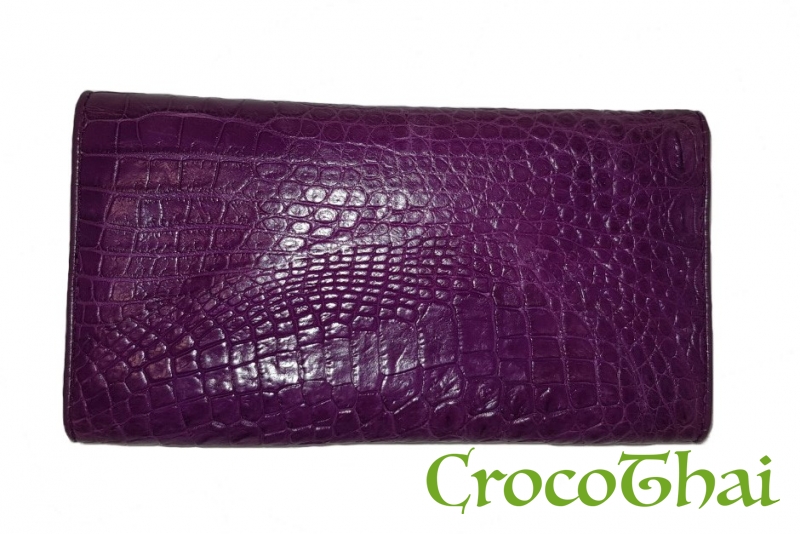 Купить гаманець croco leather фіолетовий зі шкіри крокодила