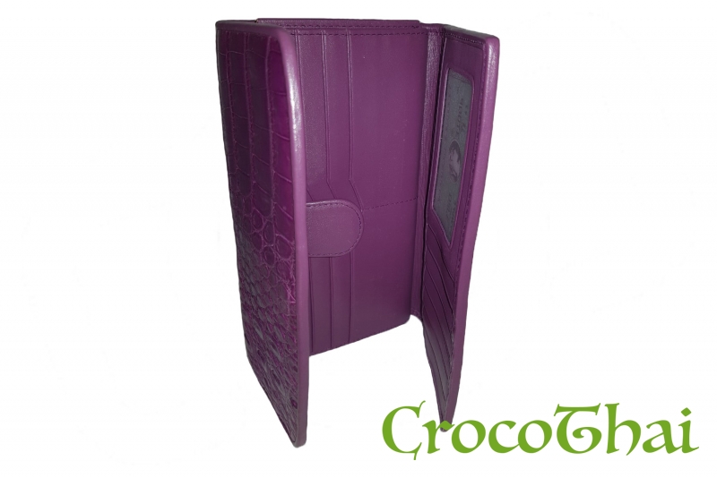 Купить кошелек croco leather фиолетовый из кожи крокодила