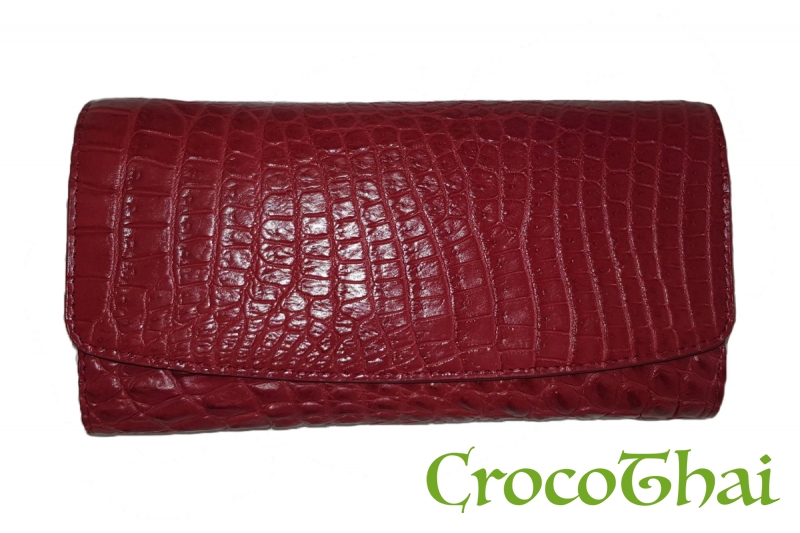 Купить кошелек croco leather из кожи крокодила винный