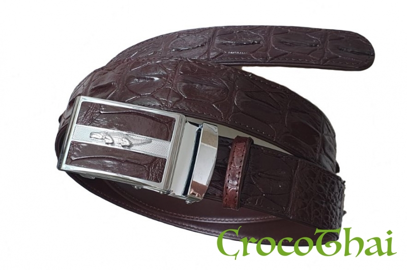 Купить ремінь croco leather зі шкіри крокодила коричневий