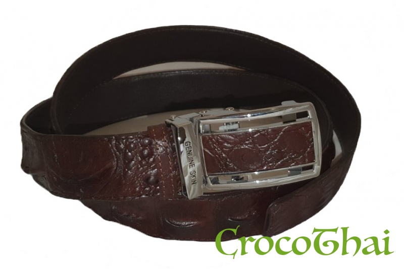 Купить ремінь croco leather зі шкіри крокодила коричневий