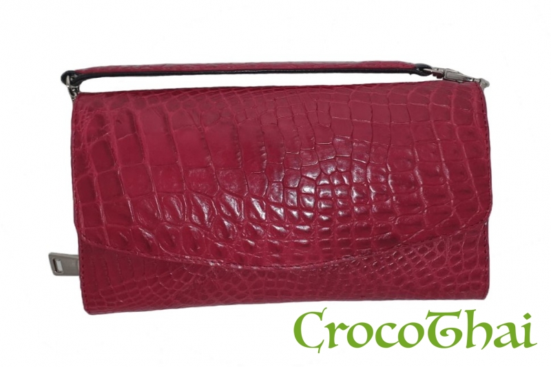 Купить сумка-клатч croco leather зі шкіри крокодила винна