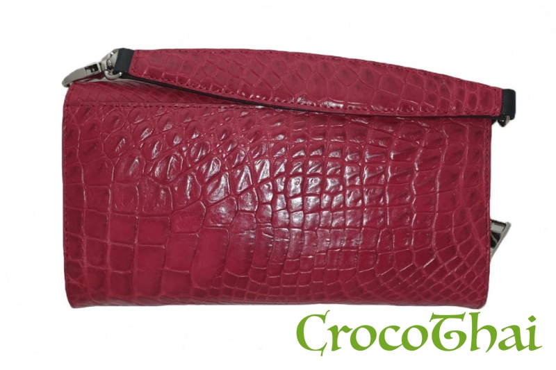 Купить сумка-клатч croco leather зі шкіри крокодила винна