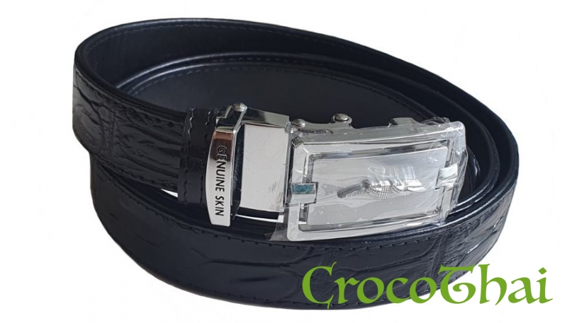 Купить ремінь croco leather чорний зі шкіри крокодила
