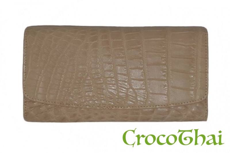 Купить кошелек croco leather бежевый из кожи крокодила