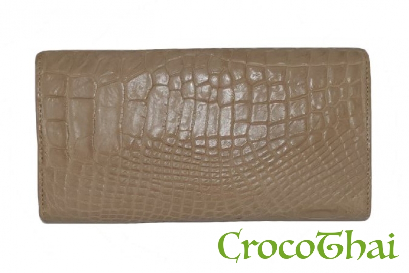 Купить кошелек croco leather бежевый из кожи крокодила