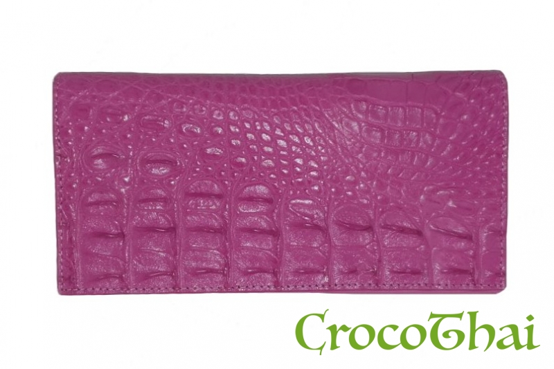 Купить кошелек croco leather розовый из кожи крокодила