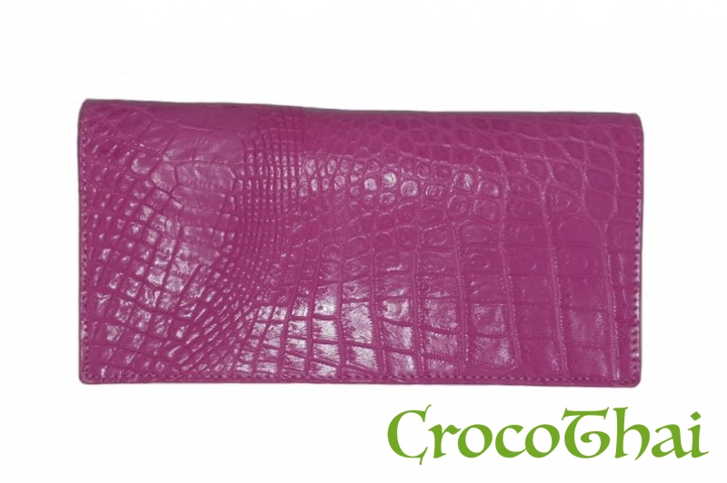 Купить гаманець croco leather рожевий зі шкіри крокодила