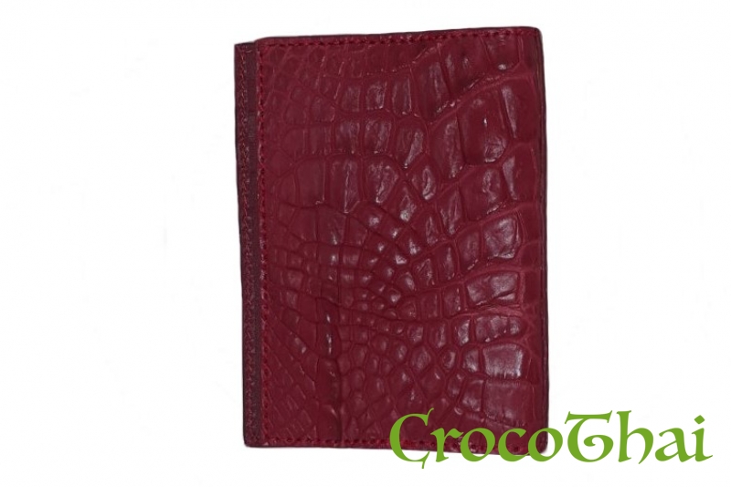 Купить обкладинка для документів croco leather зі шкіри крокодила винна