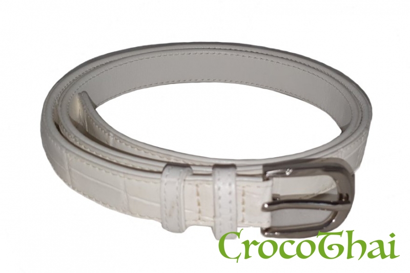Купить ремінь croco leather білий зі шкіри крокодила