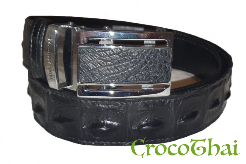 Купить ремінь croco leather зі шкіри крокодила чорний