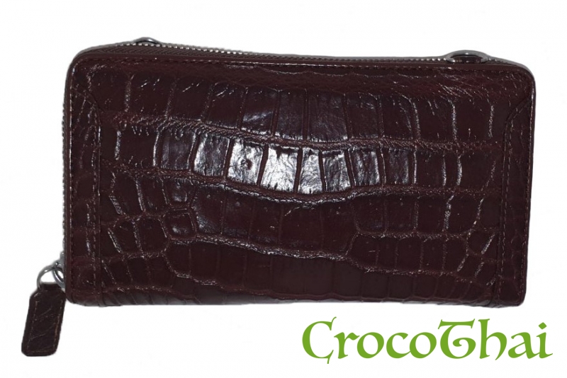 Купить кошелек-клатч croco leather из кожи крокодила коричневый