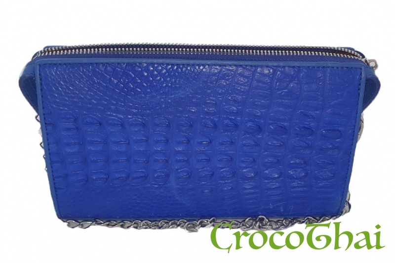 Купить сумка-клатч croco leather зі шкіри крокодила синя