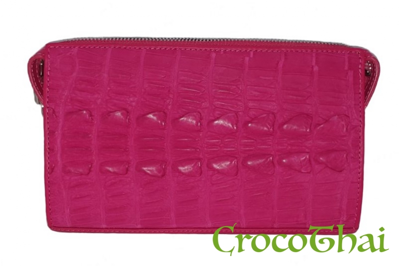 Купить сумка-клатч croco leather зі шкіри крокодила рожева