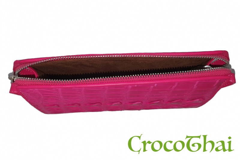 Купить сумка-клатч croco leather зі шкіри крокодила рожева