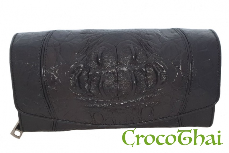 Купить сумка-клатч croco leather зі шкіри крокодила чорна