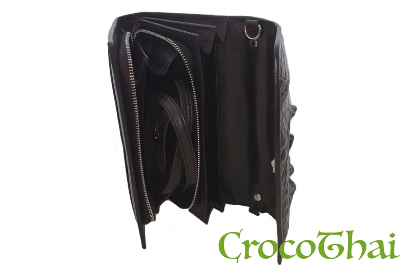 Купить сумка-клатч croco leather зі шкіри крокодила чорна