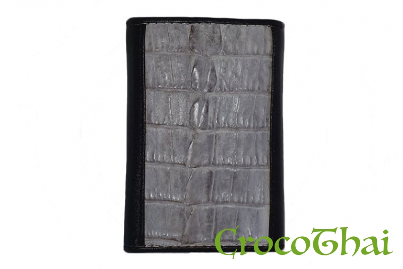 Купить ключница-кошелек croco leather из кожи крокодила серо-черная