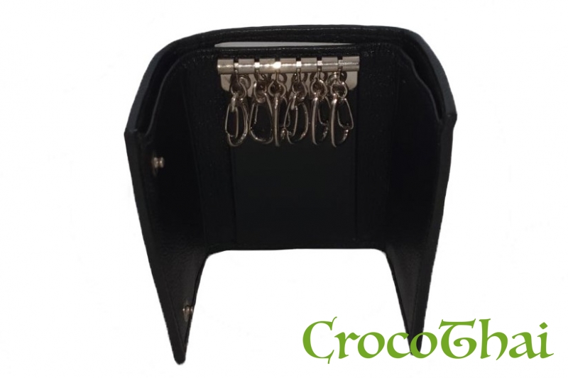 Купить ключница-кошелек croco leather из кожи крокодила серо-черная