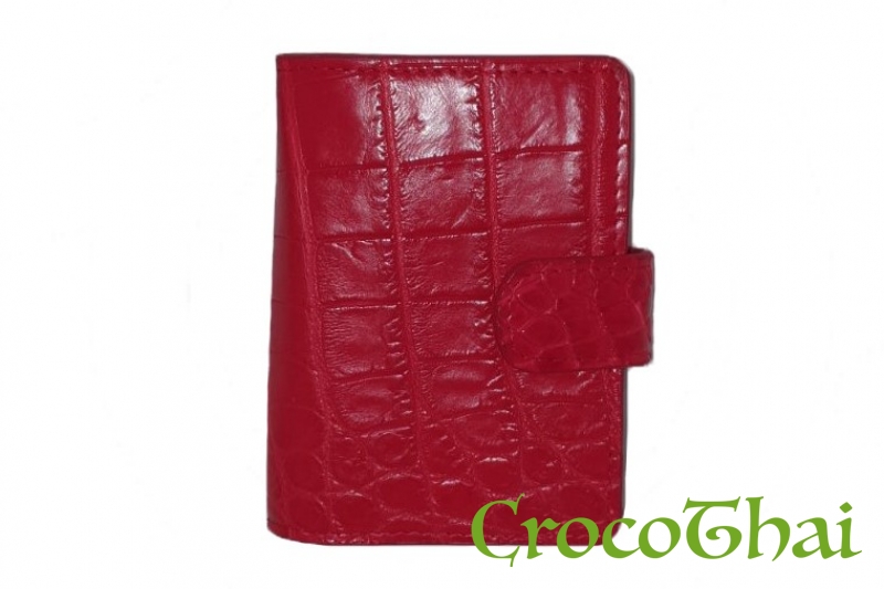 Купить визитница croco leather из кожи крокодила красная