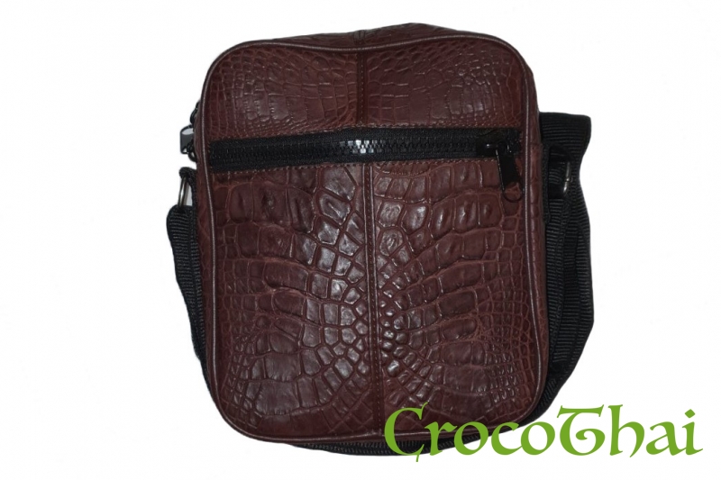 Купить сумка croco leather коричневая из кожи крокодила