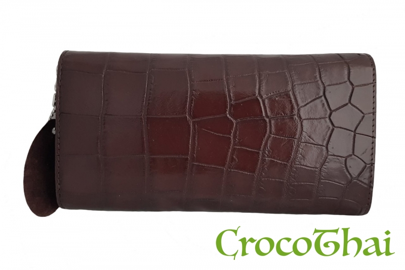Купить клатч croco leather коричневый из кожи крокодила