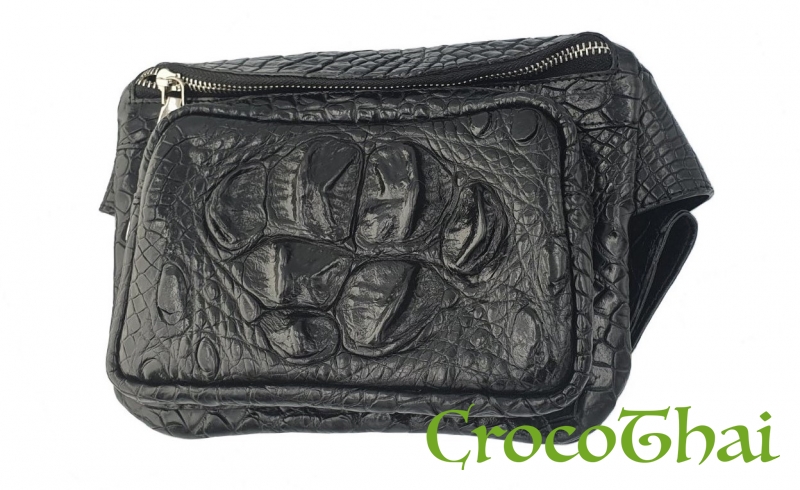 Купить сумка croco leather из кожи крокодила комбинированная черная