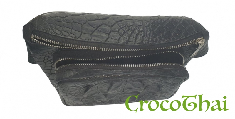 Купить сумка croco leather зі шкіри крокодила комбінована чорна