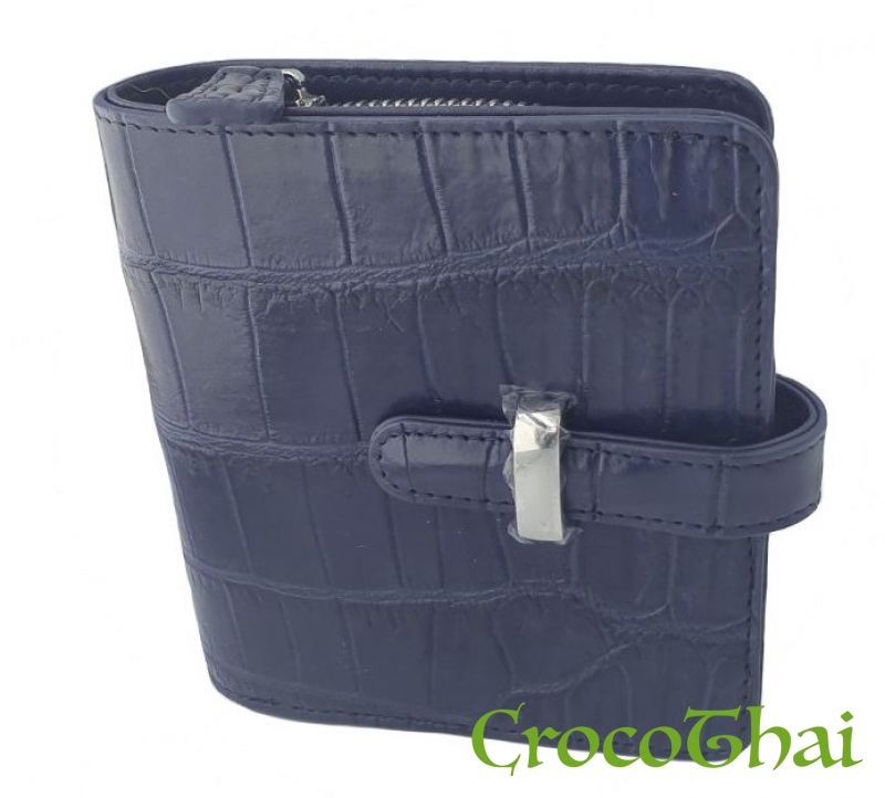 Купить портмоне croco leather синего цвета из кожи крокодила