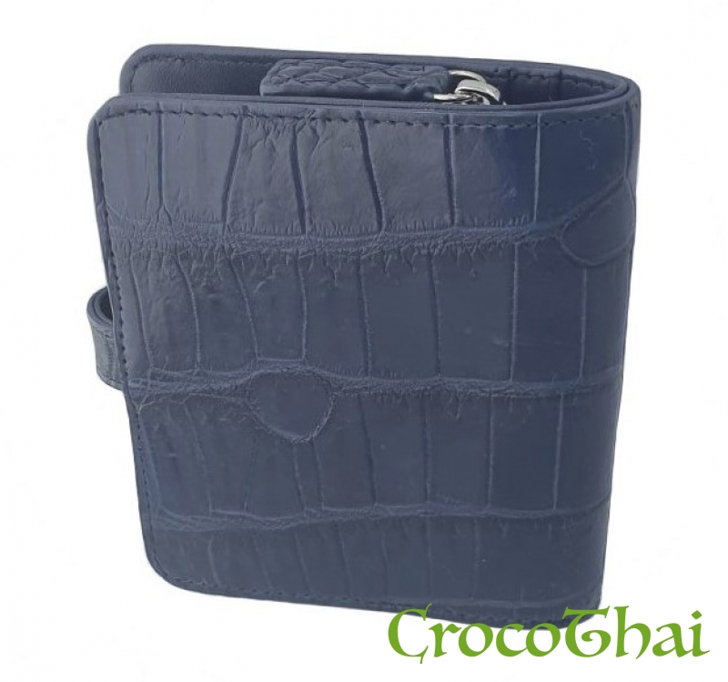 Купить портмоне croco leather синего цвета из кожи крокодила