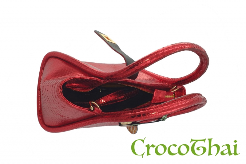 Купить сумка snake leather червона зі шкіри змії глянцева