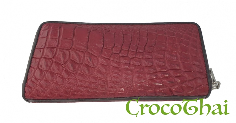 Купить кошелек croco leather винный из кожи крокодила