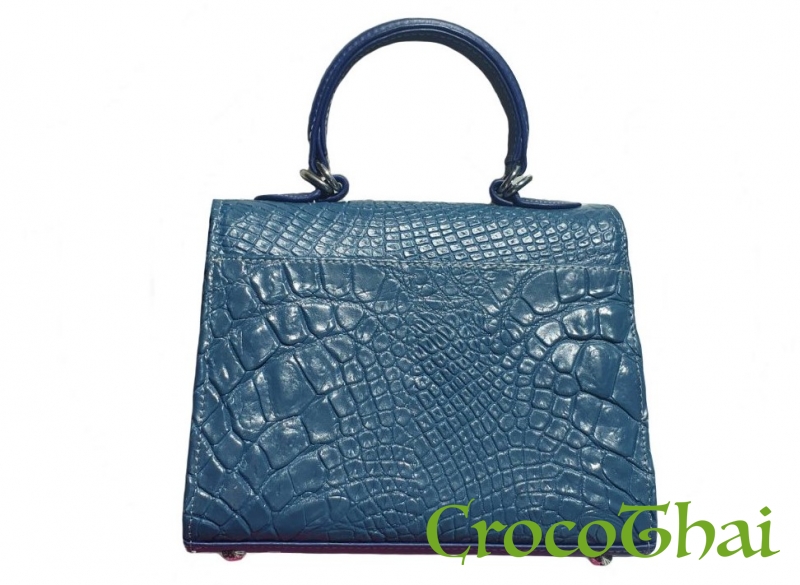 Купить сумка croco leather комбинированная из кожи крокодила синяя