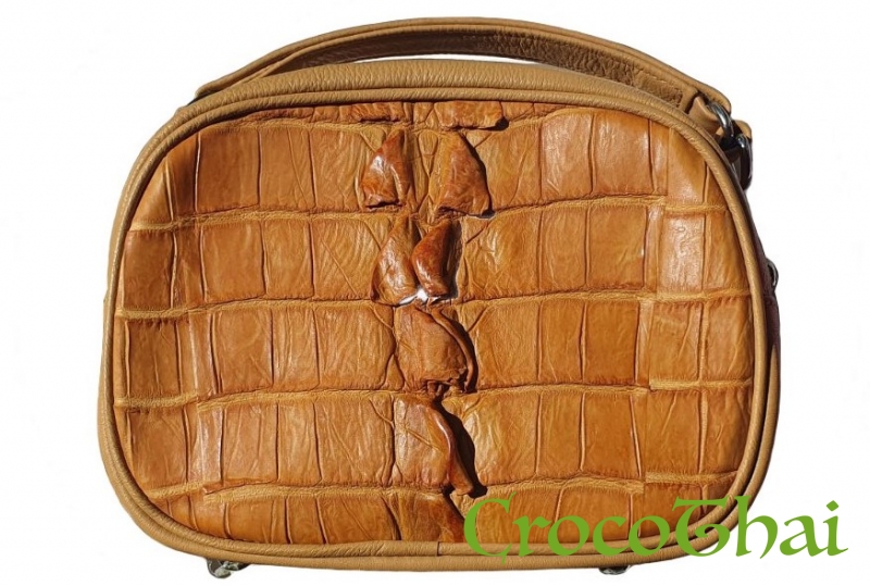 Купить сумка croco leather помаранчева комбінована зі шкіри крокодила