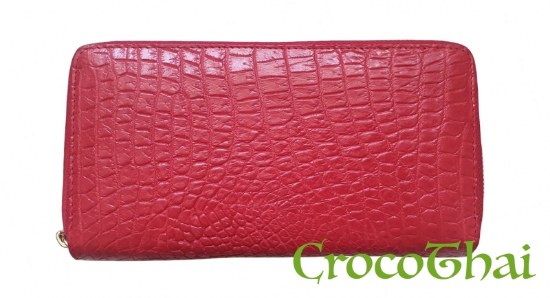 Купить кошелек croco leather красный из кожи крокодила