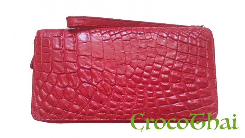 Купить кошелек croco leather красный из кожи крокодила