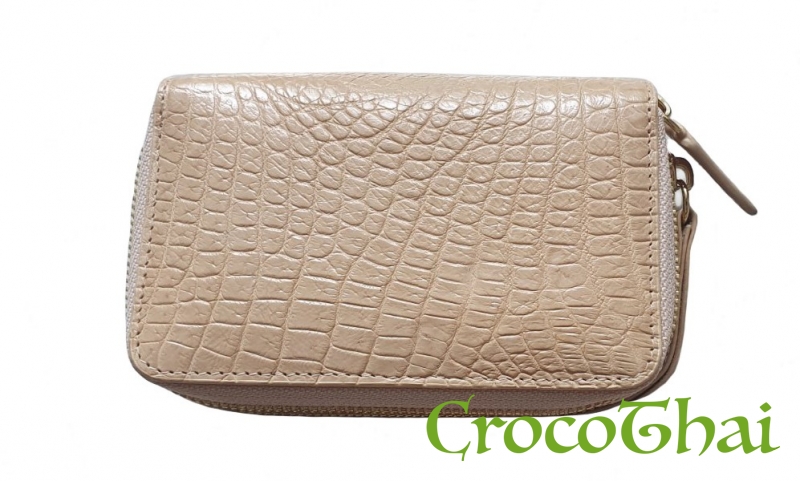 Купить міні-гаманець croco leather світло-коричневий зі шкіри крокодила