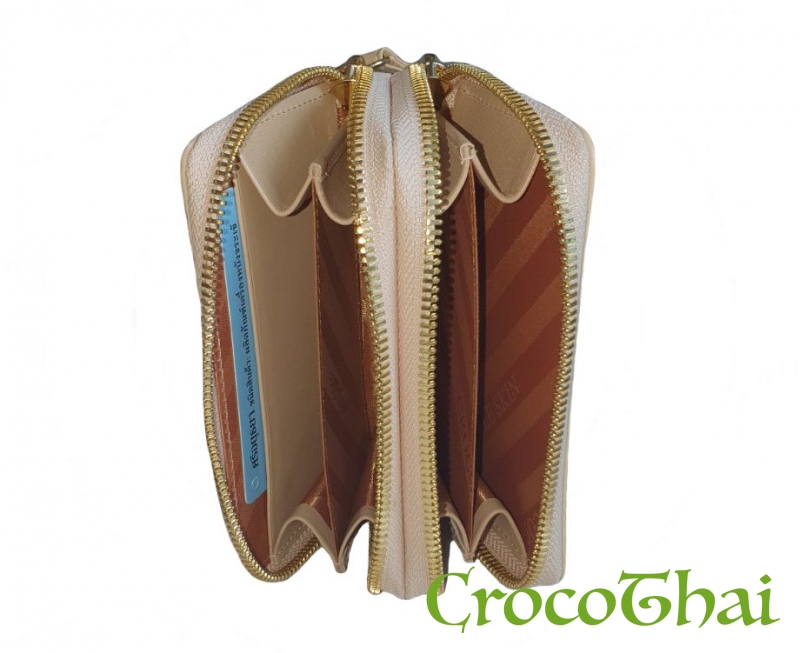 Купить мини-кошелек croco leather светло коричневый из кожи крокодила