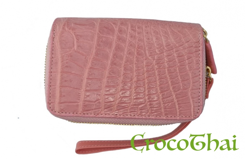 Купить мини-кошелек croco leather розовый из кожи крокодила