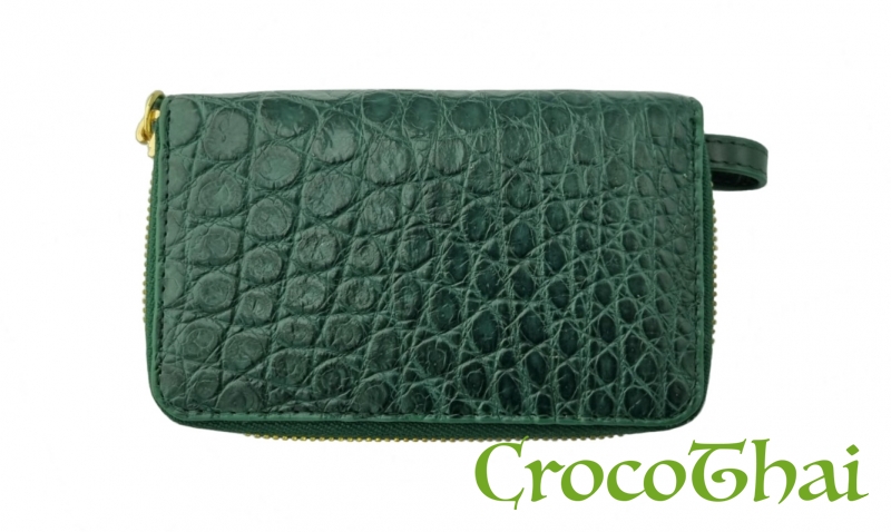 Купить мини-кошелек croco leather темно зеленый из кожи крокодила
