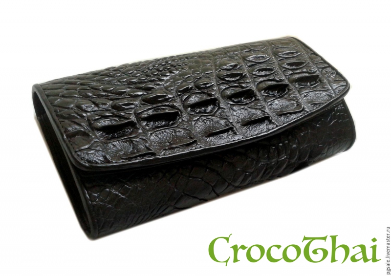 Купить гаманець чорний зі шкіри крокодила