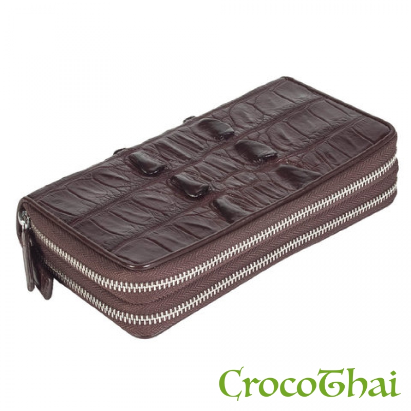 Купить коричневий гаманець зі шкіри крокодила