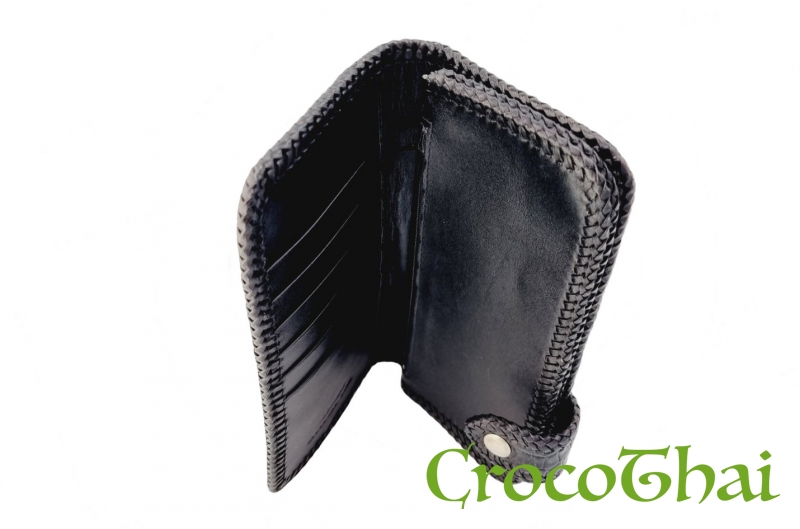 Купить гаманець croco leather чорний зі шкіри крокодила
