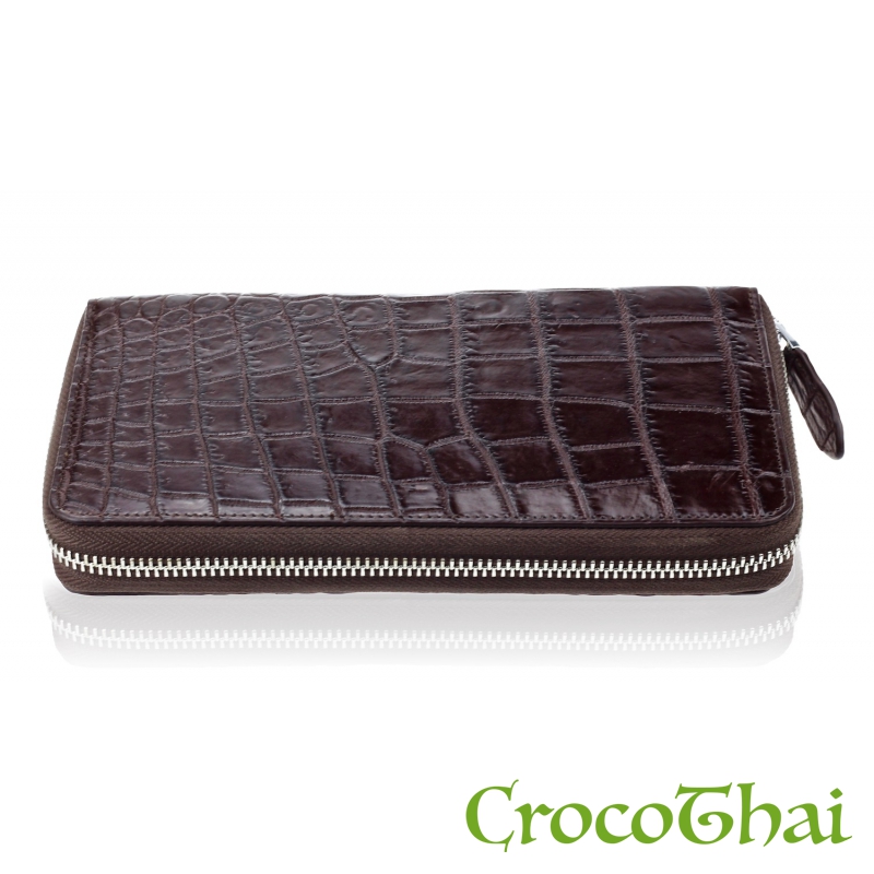 Купить гаманець-клатч коричневий зі шкіри крокодила