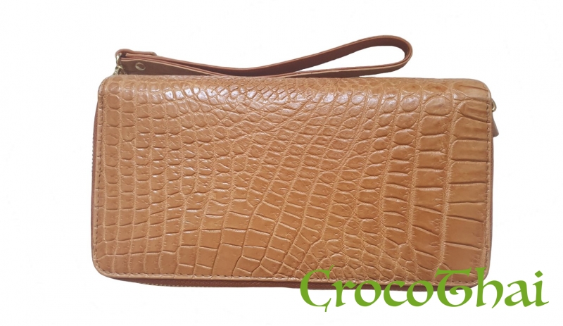 Купить кошелек croco leather светло-коричневый из кожи крокодила