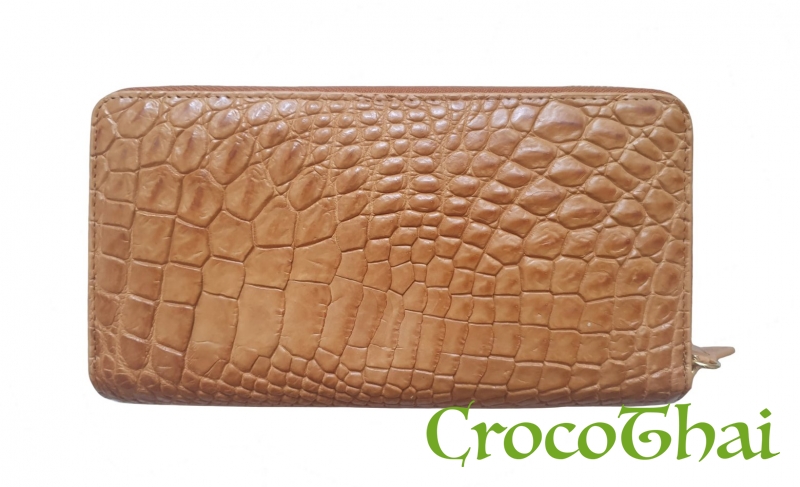 Купить кошелек croco leather светло-коричневый из кожи крокодила